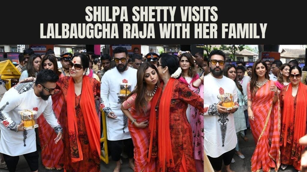 Shilpa Shetty Visits Lalbaugcha Raja with Raj Kundra and Mother for Bappa's Darshan