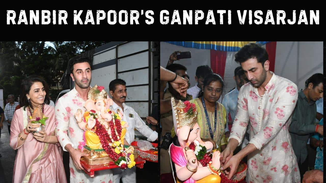 Ranbir Kapoor Bids Grand Farewell to Bappa with Mom Neetu, Fans Long for Alia Bhatt