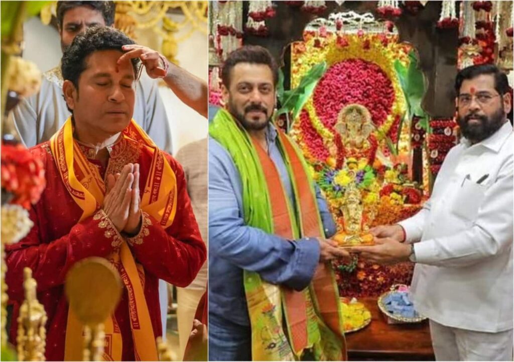 Salman Khan and Sachin Tendulkar Celebrate Ganpati at Eknath Shinde's Home