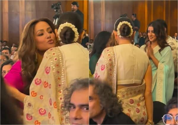 Karisma Kapoor Welcomes Hina Khan with a Warm Hug at the Event – Navya and Ananya Show Their Love!