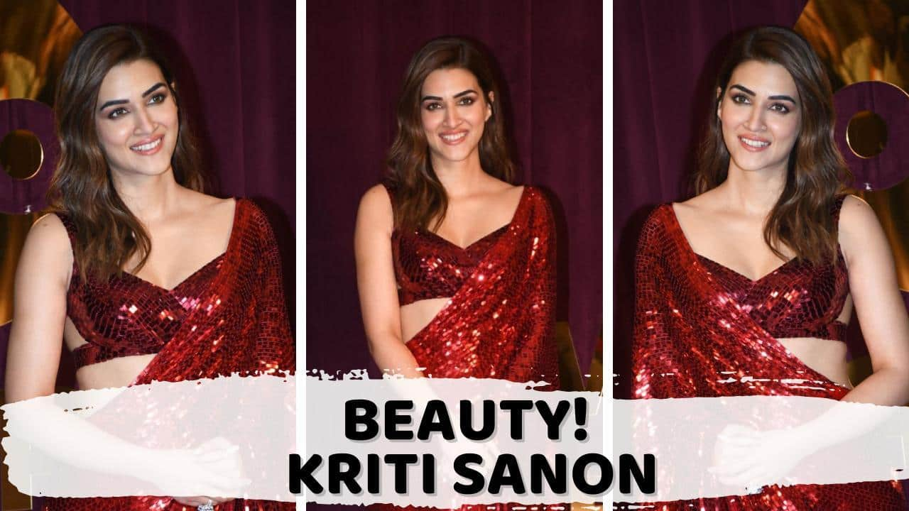 Kriti Sanon Stuns in Red Saree at Manish Malhotra's Store Launch