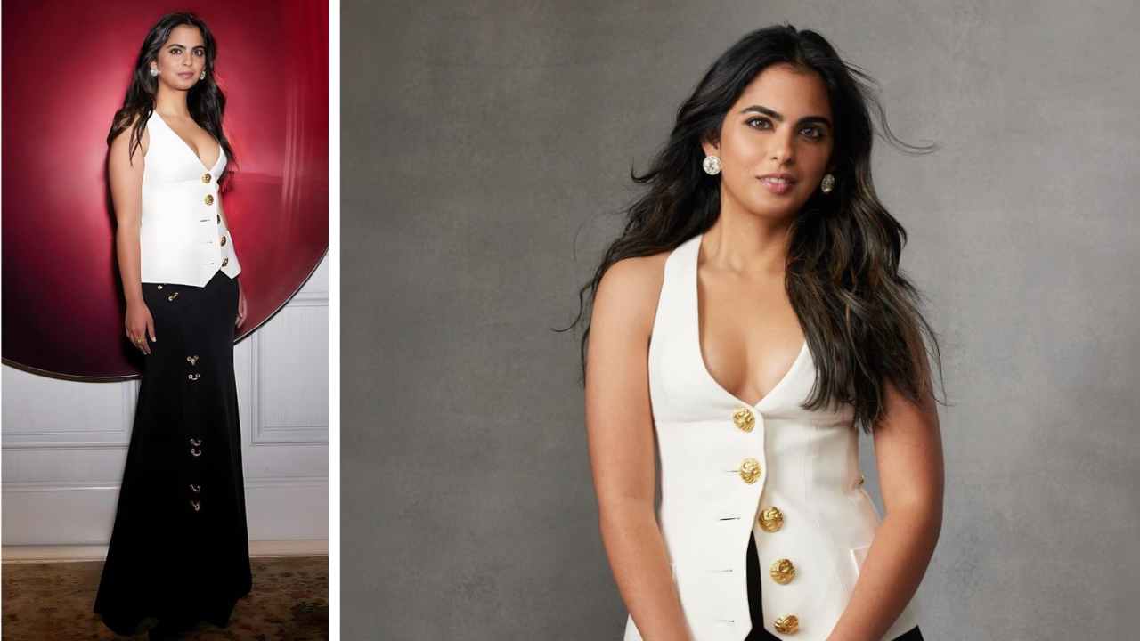 isha ambani stuns in ₹9 lakh schiaparelli outfit at harper's bazaar awards