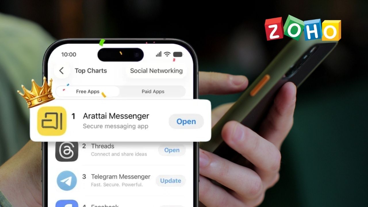 arattai hits no.1 in app stores inside india’s homegrown whatsapp rival by zoho