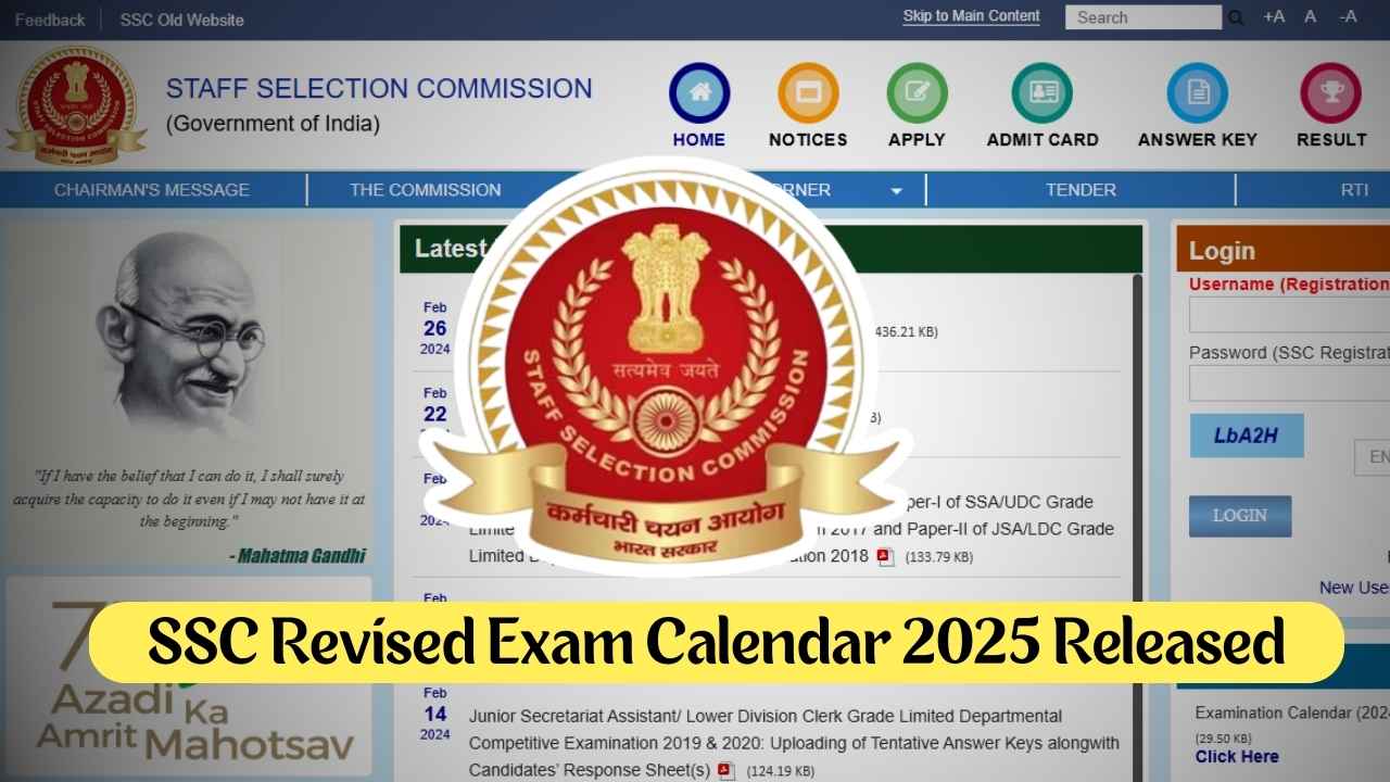 ssc revised exam calender 2025